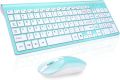 Wireless Keyboard Mouse Combo, cimetech Compact Full Size Wireless Keyboard and Mouse Set 2.4G Ultra-Thin Sleek Design for Windows, Computer, Desktop, PC, Notebook, Laptop - (Turqouise). 