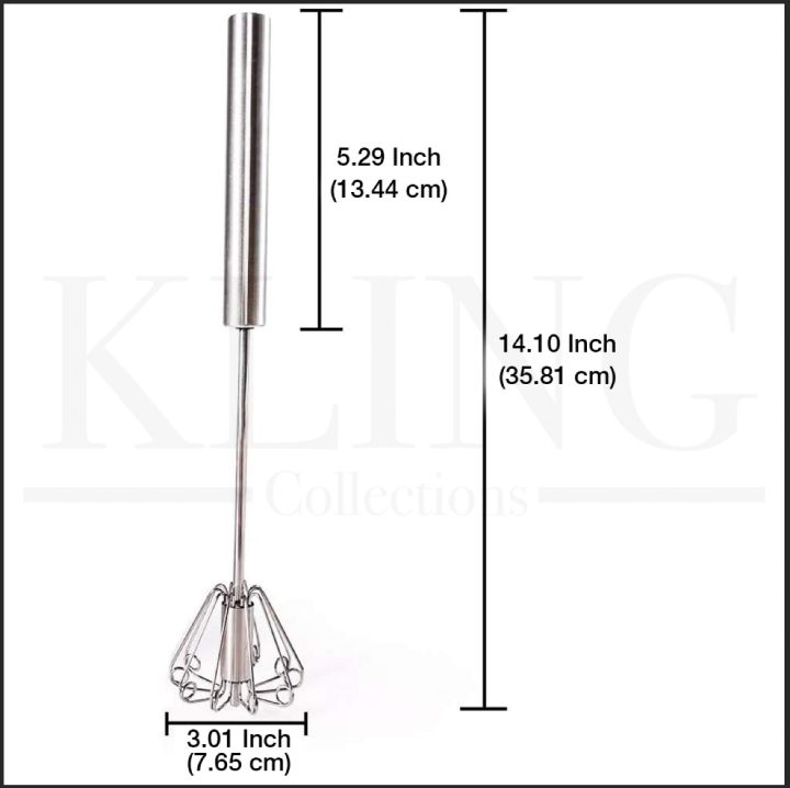 KLING Whiskers - Beater Hand Whisker Stirrer Egg Whisker Coffee Whisker Hand Push Beater - Kitchen Utensil Push Whisk for Blending, Whisking, Beating & Stirring