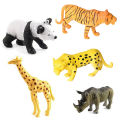 Large Size 7 inch - 6 Character Wild Animal Kingdom - Zebra Alligator Crocodile Kangaroo Hyena Hino Wolf Rubber Animals Action Figure World Jungle Zoo Toys Set - Big Animal For Kids Boys Girls Fun Playing Prank Play Toy. 