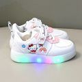 LED Kids Shoes for Girls Cute Cartoon Hello Kitty Shoes Baby Girl Kawaii Canvas Shoes Soft Bottom Sneakers Casual Shoes. 