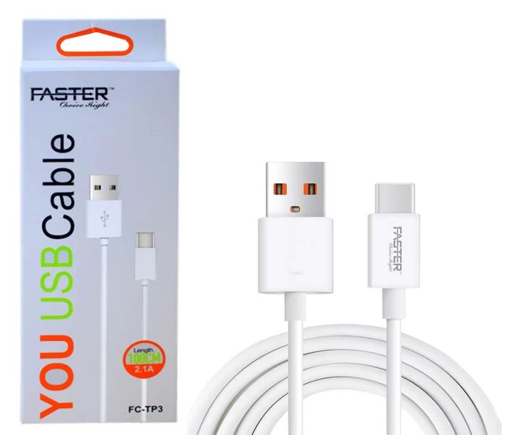 FASTER FC-TP3 Charging Cable, Fast Charging Cable for Mobile, Type C / Iphone / Micro Cable for Charging, 2.1A