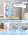 Double Ended Spray Fan, Portable Mist Fan, Cold Air Fan, USB fan with LED Light Cooler, Touch & Remote Control, 280ml Water Tank, Ice Filling. 