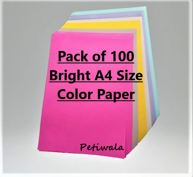 Colour Paper A4 Size 100 Sheets in Multi Colour / Best Color Paper for ...