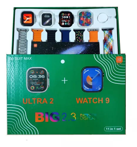 i50 Ultra 2 Suit Max Watch 9 Dual Smart Watches 11 In 1 2Watch/7 Straps 49mm/2 Silicone Case Big 2.3 Infinity Display - High Quality