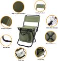 LEADALLWAY  Fishing Chair with Cooler Bag Compact Fishing Stool Foldable Camping Chair. 