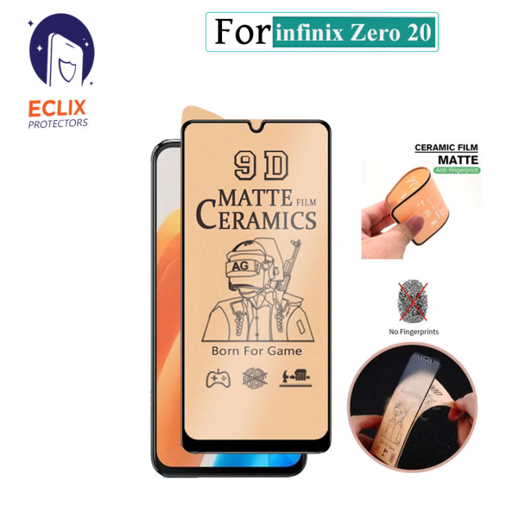 ECLIX Ceramic Matte For Infinix Zero 20 Screen Protector Hybrid 9D 100D PUBG Gaming Soft Film For infinix zero 20 - Transparent