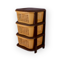 3 Portion Vegetable Rack - 3 Layer Fruit Cabinet For Kitchen - Grey And Beige Colors - Premier Plastic Multipurpose Kitchen Rack. 