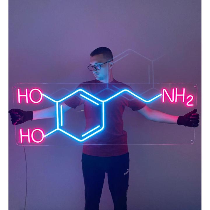 Dopamine Molecule Neon sign board glow Neon light wall Signboards LED ...