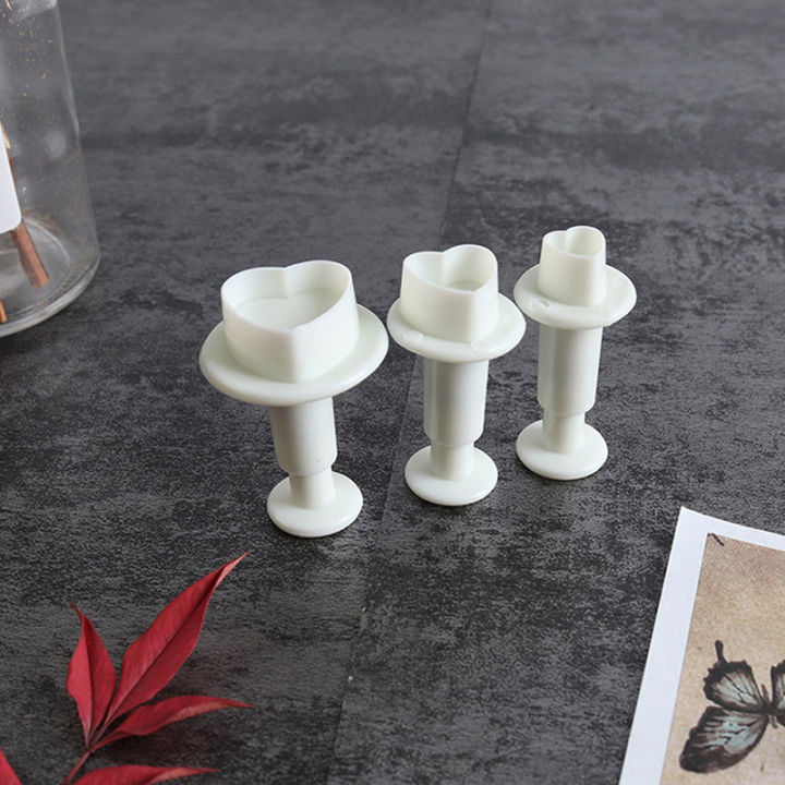 3Pc Heart Fondant Plunger Set Valentines Love Sugar Craft Cake Decorating Baking Sunlight Super Store