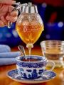 Crystal Glass Honey Dispenser Transparent Honey Storage Bottle Container. 