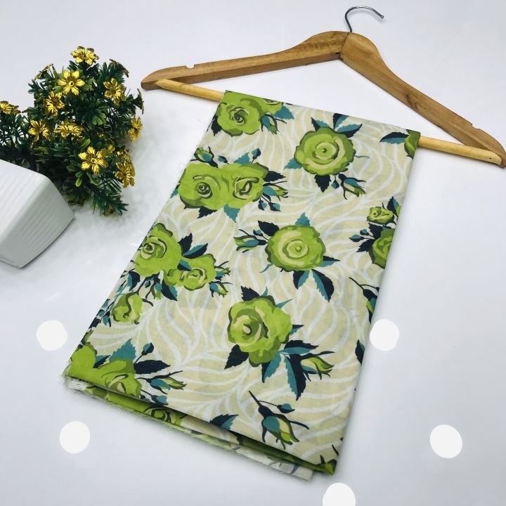 SastaaE Unstitched 1 Piece Swiss Lawn Fabric All Over Floral Print For Ladies, Women's and Girls || Available In 5 Colors Unstitched Fabric For Women