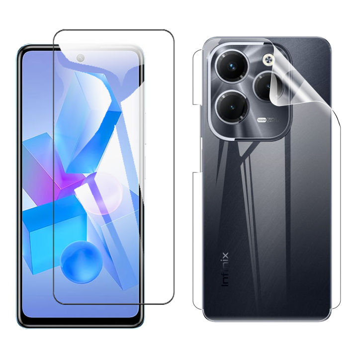 Infinix Hot 40 Glass Protector Polish Screen Tempered + Back Clear Jelly Protector Soft Film Protection Hydrogel Film Back Protector For Hot 40