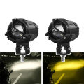 Mercedes Style Universal Mini Driving Light Super Bright Projector Lens Double Color Led Light Round Shape With Y Shape Front Frame Laser Beam Spot Projector White/Yellow LED Light Top Recommended Product Universal Fitment Honda, Suzuki, Yamaha etc. 