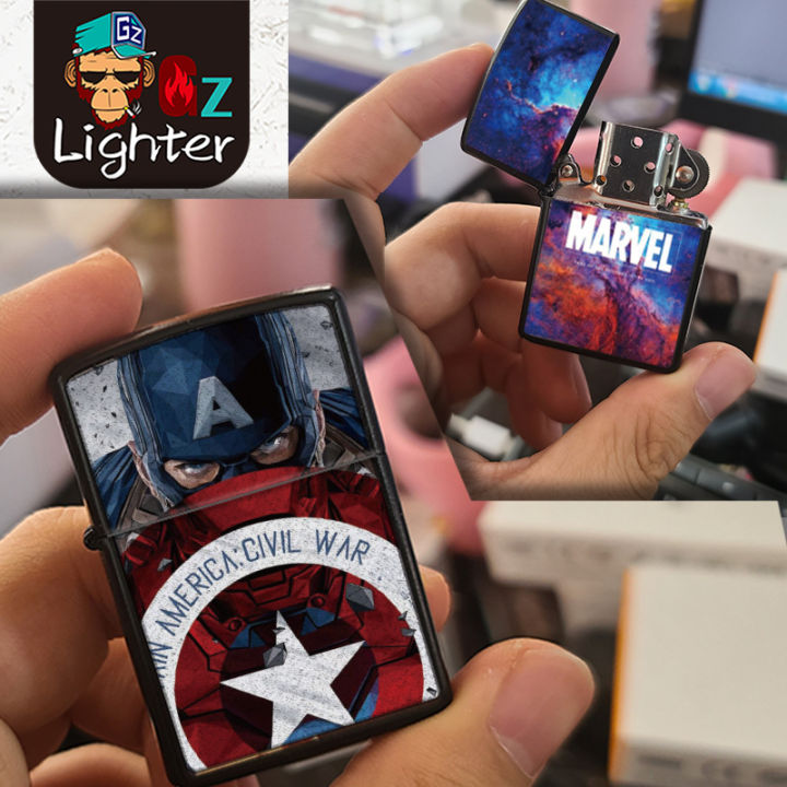 Creative Metal Windproof Kerosene Grinding Wheel Lighter Frosted Texture Captain America Avengers Marvel Limited