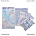 FW++ 10Pcs Iridescent Zip Lock Pouches Cosmetic Plastic Holographic Zipper Bags. 