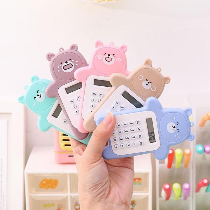 Bear calculator fashion creative girl heart cute cartoon candy color mini compact and convenient computer portable stationery handheld calculator primary school student special counter