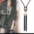New Boho Shiny Black Long Necklace Kpop Tassel Sweater Chain Joker Lady Neck Decoration. 