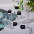 6pcs Small Clear Glass Bottles With Lids Glass Containers Round Sample Bottles For Juice, Oils, Ginger Shots, Whiskey, Liquids. 