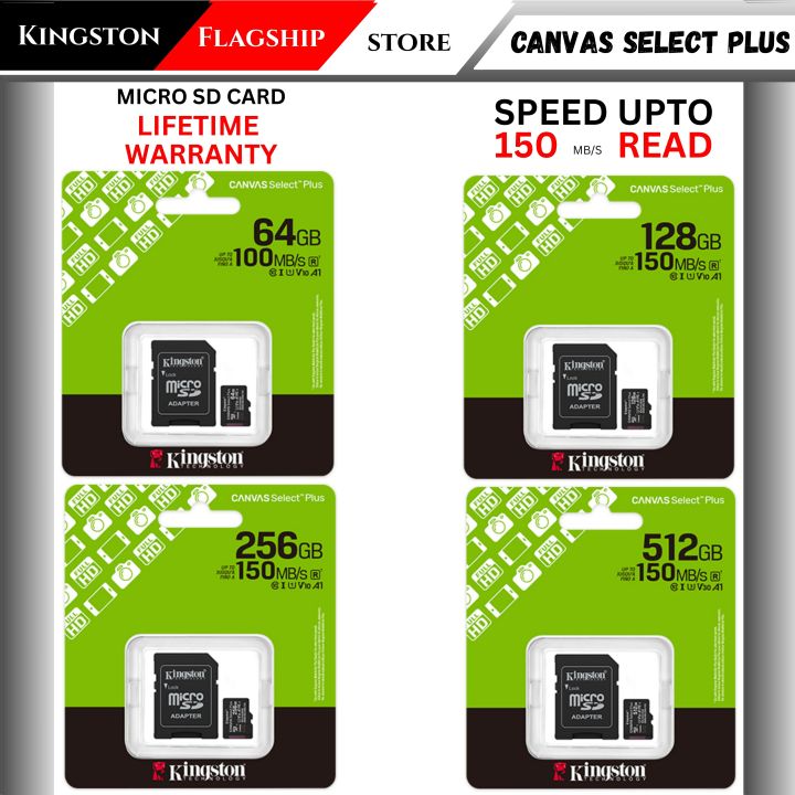 Kingston%20Canvas%20Select%20Plus%20Micro%20SDXC%20Card%2064GB/128GB/256GB/512GB%20UHS-I%20Class%2010%20Memory%20Card%20with%20Adapter%20-%20Lifetime%20Warranty%20-%20Image%202
