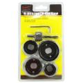 Hole Saw Cutter 6 Pc Set with Circular Round Drill Bit  Steel Hole Saw Cutter Set Cut Holes In  Ceiling For LED Lights Fans Round Shape Hole  Drill Set, Circular Saw Set  Note random color will be deliver. 