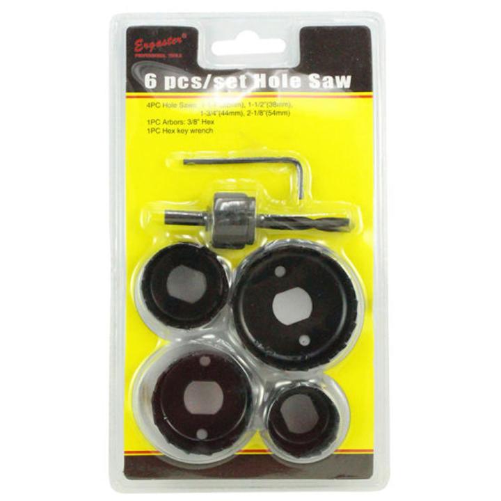 Hole Saw Cutter 6 Pc Set with Circular Round Drill Bit  Steel Hole Saw Cutter Set Cut Holes In  Ceiling For LED Lights Fans Round Shape Hole  Drill Set, Circular Saw Set  Note random color will be deliver
