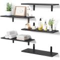 Floating Shelves for Wall Decor Storage, Dark Brown Wall Mounted Shelves Set of 5, Sturdy Small Wood Shelves Hanging for Bedroom, Living Room, Bathroom, Kitchen, Corner, Book. 