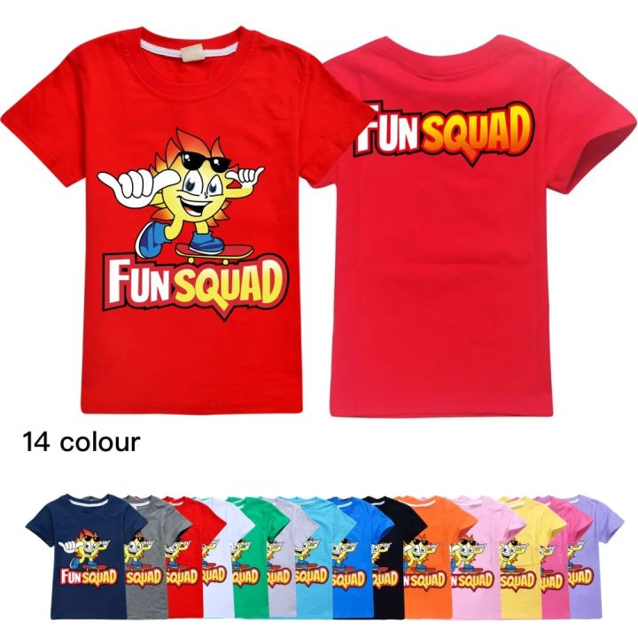 New Boys Kawaii Fun Squad Gaming Cotton Printing T-shirts Cartoon Short-sleeved Girls T-shirt Summer Casual All-match Tops