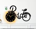 Ride Cycle Wooden Wall Clock With Light. 