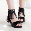 3 5 9 10 12 Years Kids Bow Sandals Children Girls Summer Cute Sandals Beach 2021 Princess Fashion High Heels Tassel School Shoes. 