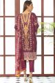 Warda Unstitched - Purple 3 Piece Chiffon Lawn Embroidery For Women 3821021. 
