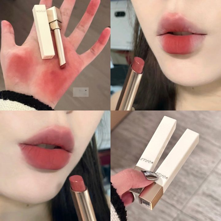 Velvet Matte Lipstick Mud Grey Rose Lasting Lip Glaze Tint Square Tube Solid Lip Gloss Tea Red Natural Soft Lip Pen Korea Makeup
