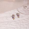 Retro Punk Star Purple Zircon Stud Earrings for Women Romantic Purple Rhinestone Earrings Simple Korean Style Elegant Female Jewelry Gift. 