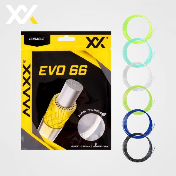 EVO 66 MAXX Badminton Racket String – High-Performance String for Power & Control (Multicolor Options)