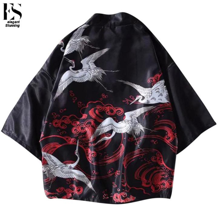 Unisex Janpanes Kimono Style Sunshade Retro Style Robes Couple Loose Thin Shirt