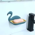 Flamingo Shape Soap Box, Self-Adhesive Soap Holder Dish - PP Plastic, Stylish and Durable Bathroom Storage Tray (1pc). 
