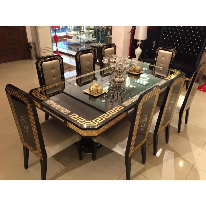 Golden and Black Dining Table Versace Style