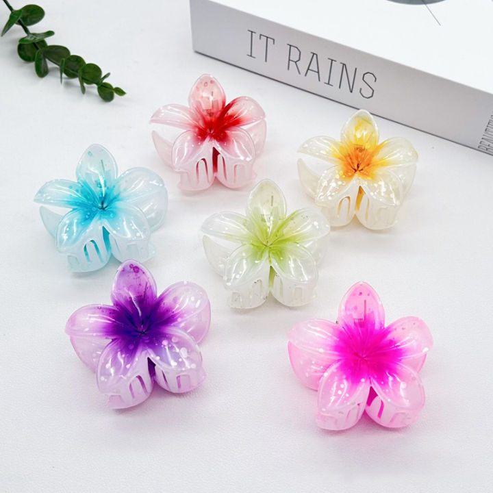 Flower Hair Clip Hawaiian Plumeria Hair Claw Beach Flowers Barrettes Hairpins ANLAN