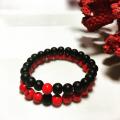 1 Pair 2Pcs/Set Couples Classic Red And Black Bracelet 8MM Natural Stone Bracelets Gift. 