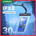 ZEBF--UGREEN 7.2 inch IPX8 Waterproof Phone Case Bag for iPhone 15 14 13 Pro Max Samsung Protective Case Universal Swimming Pouch Bag. 