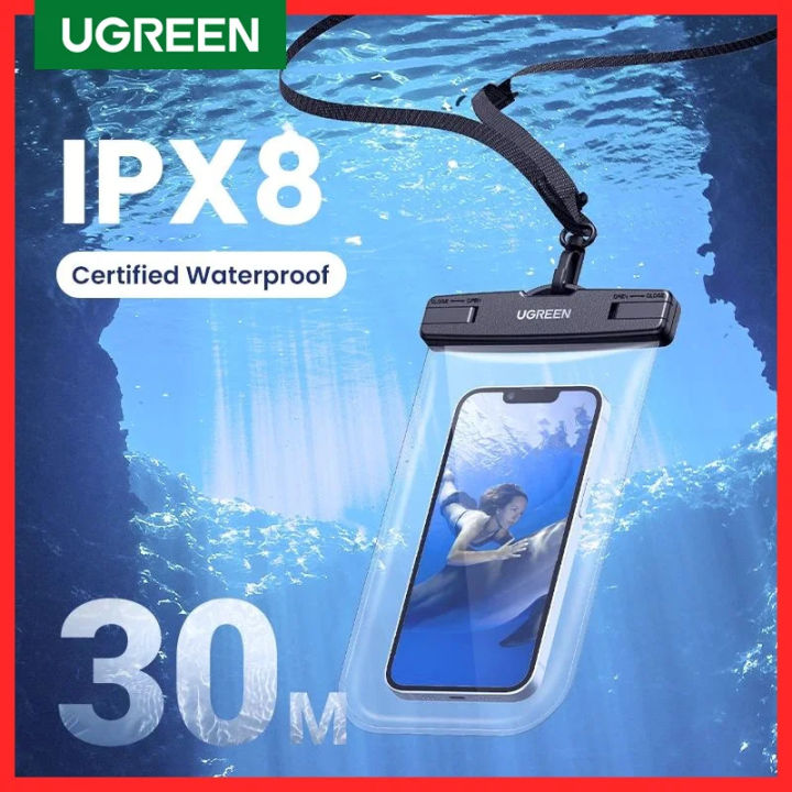 ZEBF--UGREEN 7.2 inch IPX8 Waterproof Phone Case Bag for iPhone 15 14 13 Pro Max Samsung Protective Case Universal Swimming Pouch Bag