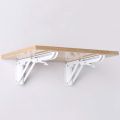 2 Pcs Sturdy Folding Shelf Brackets, Heavy Duty White Metal Triangle Table Bench Folding Shelf Brackets, Folding Shelf Hinge Wall Mounted,Available in 4 Sizes:12/14/16/18inches. 
