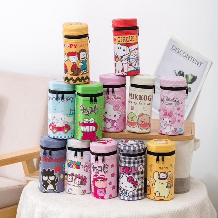 Anime Cinnamoroll Bad Badtz Maru Hello Kitty Schoolgirl Desktop Organizer Storage Box Kawaii Stationery Large-capacity Pen Bag
