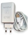 TECNO 33W Fast Charger with 6A Type C Cable for Vivo and Android Phones, Compact and Portable, Safe Charging. 