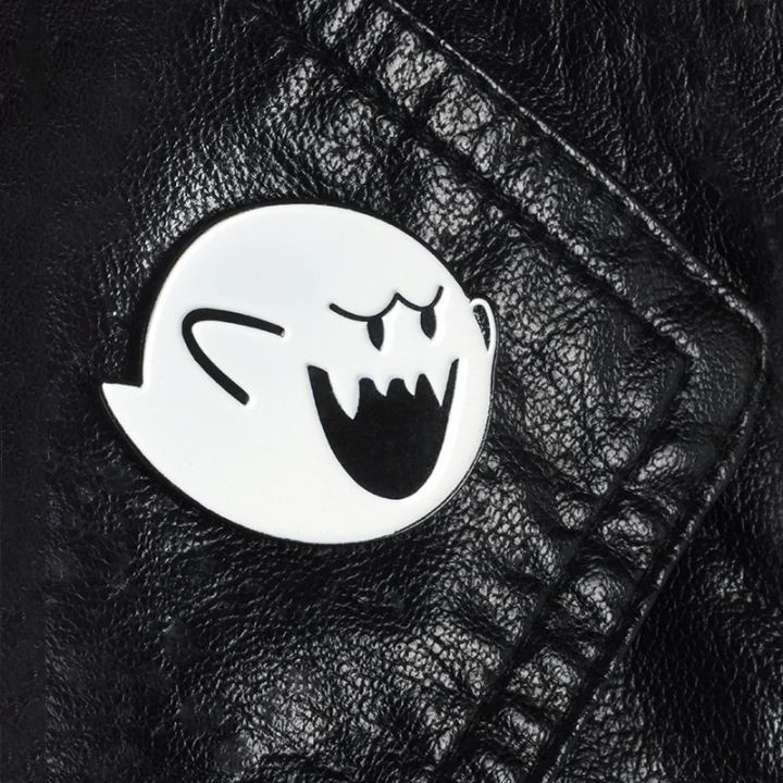 【HOT】 Super Boo Pins Brooches Badges Enamel Pins Backpack Bag Hat Leather Jackets Fashion Accessory Super White Ghost Game Fans Gifts