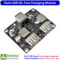 6–32V to Dual USB QC2.0 / QC3.0 24W Fast Charging Module, High-Efficiency DC-DC Step-Down Converter for Car, Solar, and DIY Power Solutions by Electrica. 