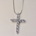 Zirconia Cross Crystal Pendant Necklace Silver Color Box Chain Female Choker Necklaces Fashion Jewelry Gifts For Women Girls. 