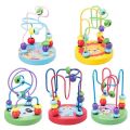 Montessori Wooden Toys Wooden Circles Bead Wire Maze Roller Coaster Educational Wood Puzzles Boys Girls Kid Toy 6+ Months. 