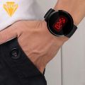 BODHI Men Fashion Waterproof LED Round Touch Screen Day Date Silicone Wrist Watch. 