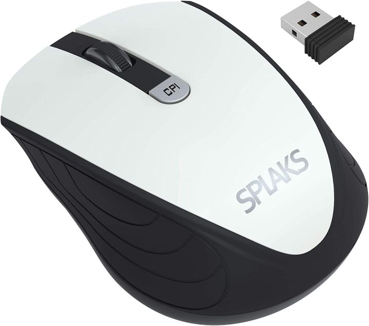 Splaks Wireless Optical Computer Mouse, 2.4Ghz Wireless Mice Portable Office Mouse, Left or Right Hand Mouse 3 Adjustable DPI, 4 Buttons with Nano USB Receiver for Computer, Laptop, Mac-Book