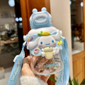 Sanrio Kuromi Round Water Cup with Straw Plastic Bottle High Temperature Resistant  700ml. 